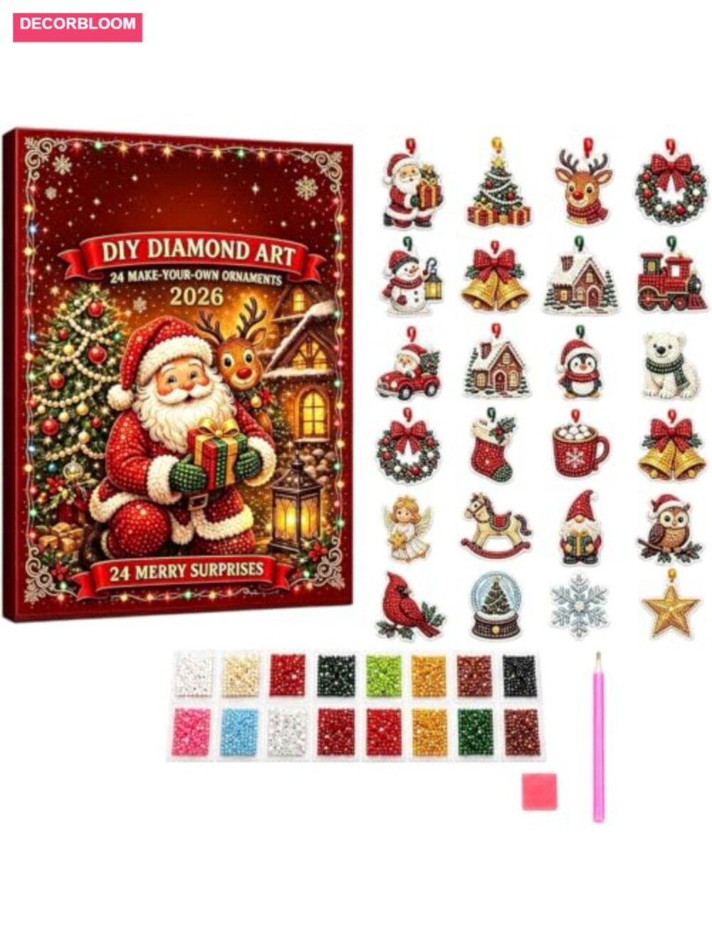 Christmas Diamond Art Ornament Kit 24 Designs Rhinestone Crafts Adults Kids